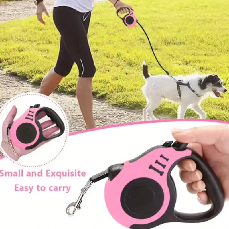 Laisse pour chien de 3 m ou 5 m, rétractable automatiquement, en nylon résistant, idéale pour les petits chiens et chats. Corde de traction pour chiots, parfaite pour les promenades, les voyages et la randonnée en extéri