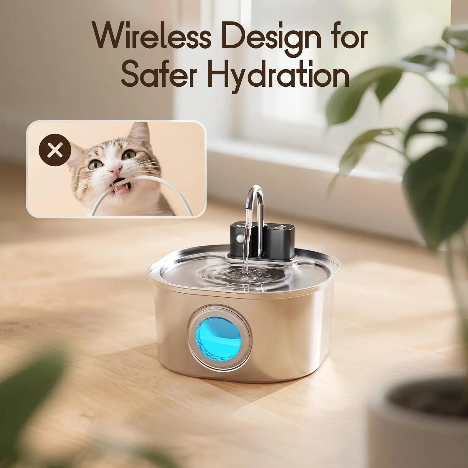 fontaine à eau automatique pour chats et chiens, 3,2L, en acier inoxydable, avec capteur de recharge sans fi