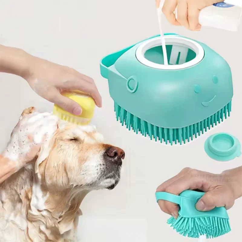 Brosse de massage pour le bain, multifonctionnelle, pour chiots, grands chiens et chats. Accessoires pour animaux de compagnie en silicone souple et sûr.