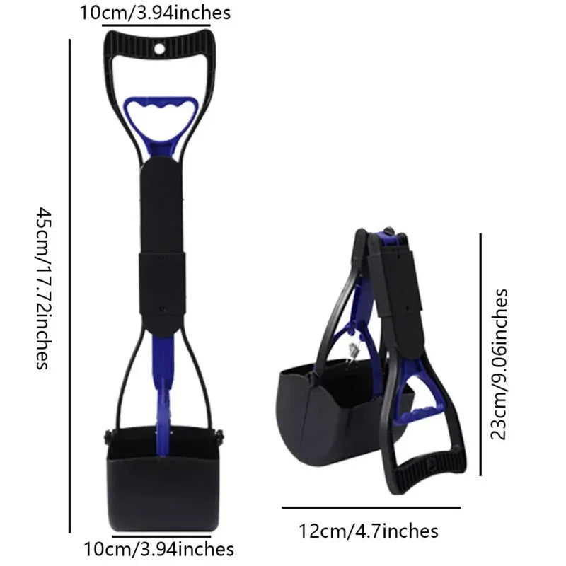 Ramasse-crottes pour chiens, pelle à crottes à long manche, outil de nettoyage pliable pour l'extérieur, nettoyeur de déjections animales