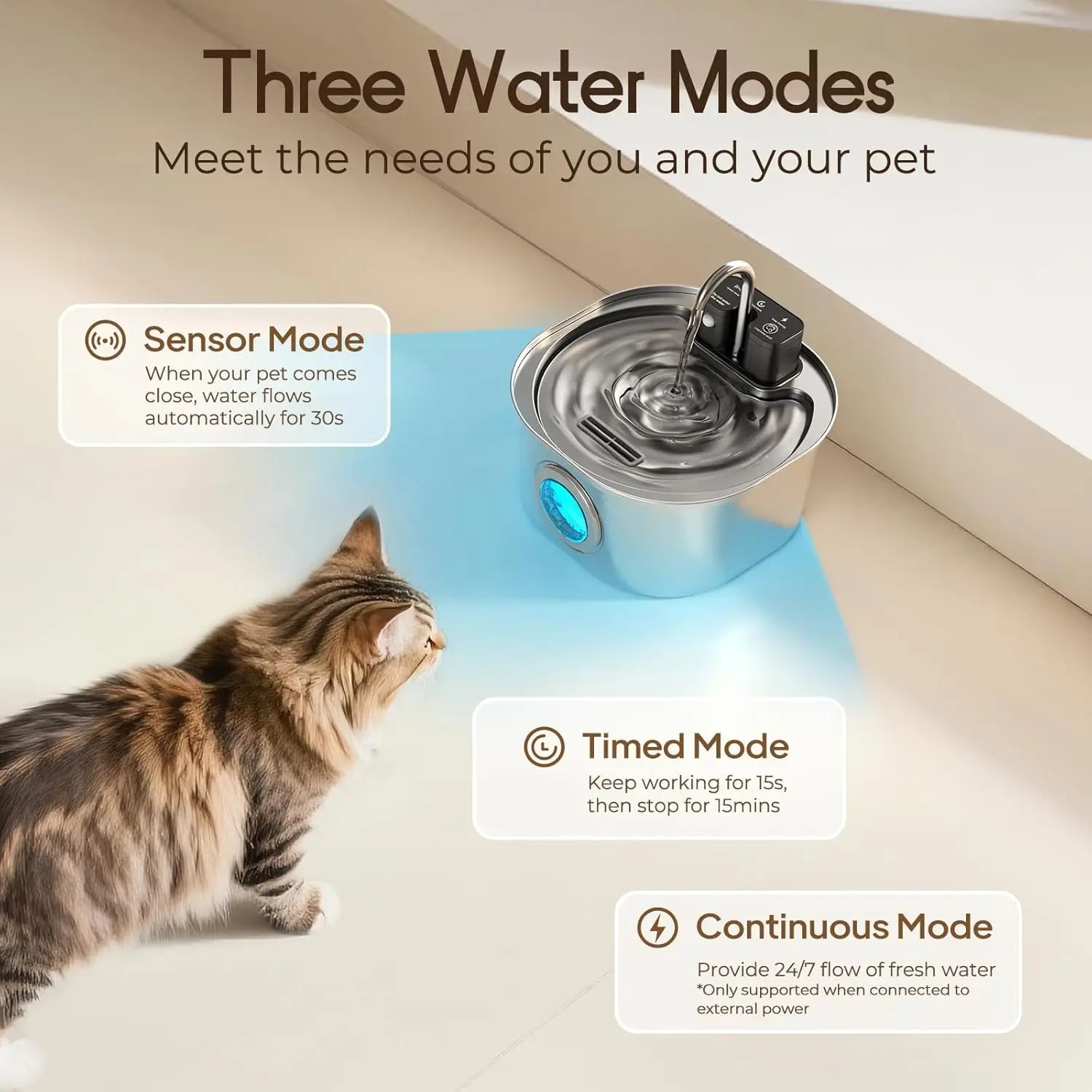 fontaine à eau automatique pour chats et chiens, 3,2L, en acier inoxydable, avec capteur de recharge sans fi
