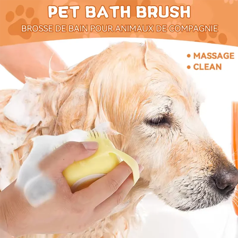 Brosse de massage pour le bain, multifonctionnelle, pour chiots, grands chiens et chats. Accessoires pour animaux de compagnie en silicone souple et sûr.