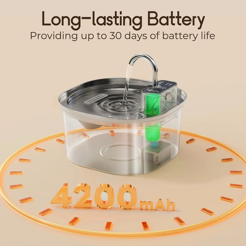 fontaine à eau automatique pour chats et chiens, 3,2L, en acier inoxydable, avec capteur de recharge sans fi