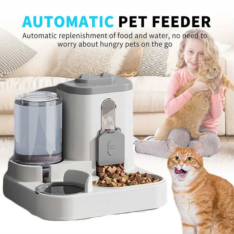 Gamelle automatique pour chat avec distributeur de nourriture et fontaine à eau pour chats de petite et moyenne taille, avec système anti-déversement. ge Cats Dogs