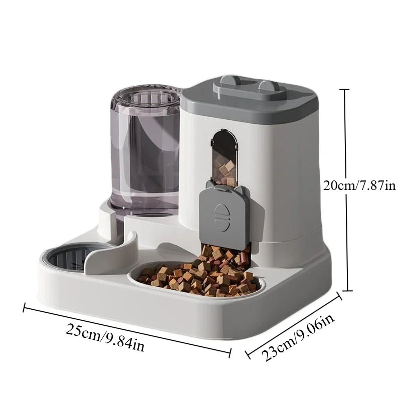 Gamelle automatique pour chat avec distributeur de nourriture et fontaine à eau pour chats de petite et moyenne taille, avec système anti-déversement. ge Cats Dogs